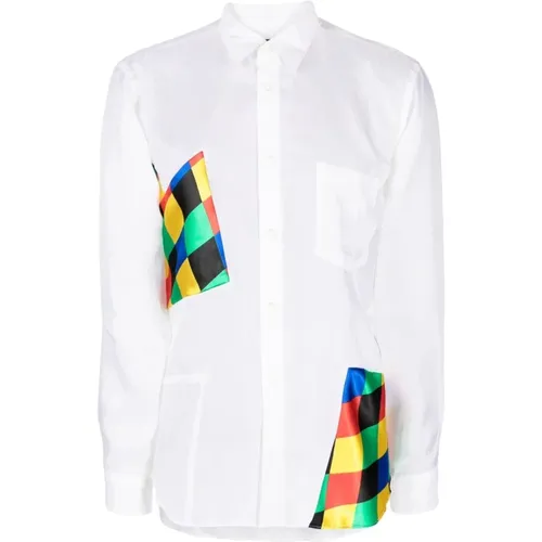 Patchwork Detail Long Sleeve Shirt , male, Sizes: M, S - Comme des Garçons - Modalova