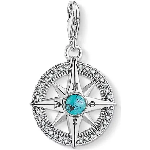 Compass Charm - Turquoise - 925 Sterling Silver , female, Sizes: ONE SIZE - Thomas Sabo - Modalova