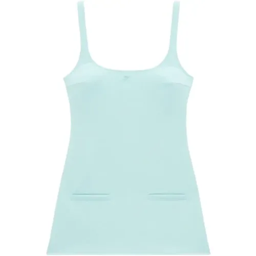 Turquoise Trapeze Mini Dress with Pockets , female, Sizes: S, M - Courrèges - Modalova