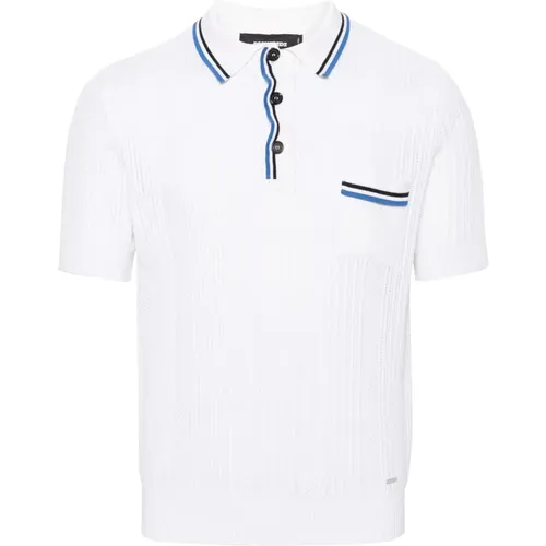 Openwork Cotton Polo with Silver Logo , male, Sizes: M - Dsquared2 - Modalova