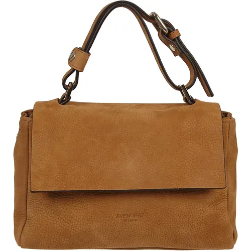 Leather Suede Flap Shoulder Bag , female, Sizes: ONE SIZE - Avenue 67 - Modalova