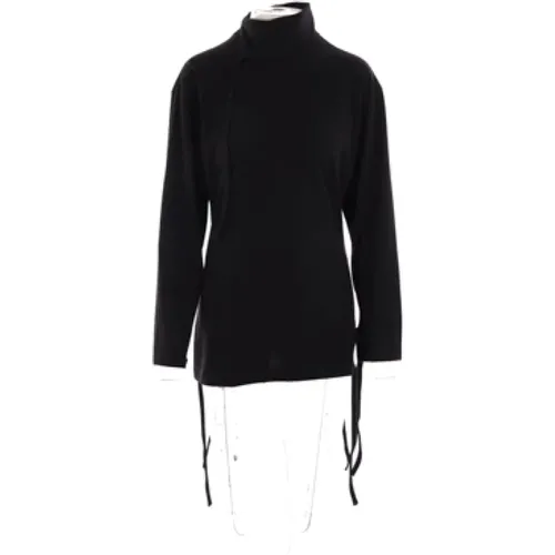 Schwarzes Baumwoll-Jersey-T-Shirt mit seitlichen Schlitzen und Schnürung - Yohji Yamamoto - Modalova
