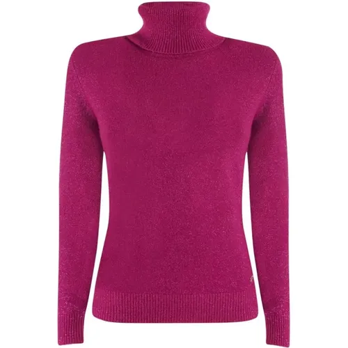 Fuchsia Viskose Rollkragenpullover , Damen, Größe: S - YES ZEE - Modalova