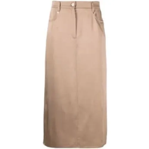 Satin Midi Skirt , female, Sizes: S - BRUNELLO CUCINELLI - Modalova