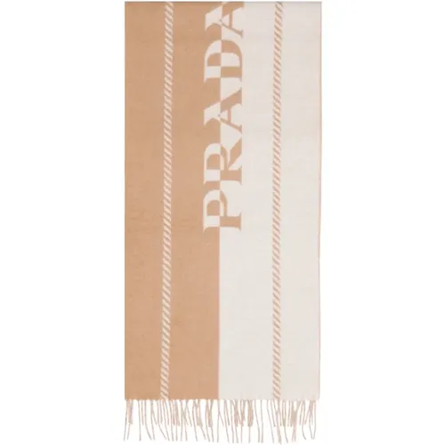 Luxurious Wool Scarf in Nude & Neutrals , female, Sizes: ONE SIZE - Prada - Modalova