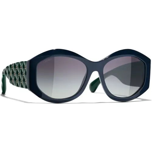 Blaue Sonnenbrille mit Zubehör , Damen, Größe: 56 MM - Chanel - Modalova