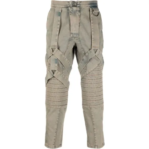 Slim Fit Jeans mit Riemen-Design , Herren, Größe: W36 - Balmain - Modalova
