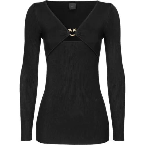 Schwarzer Pullover für Frauen Aw23 , Damen, Größe: 2XS - pinko - Modalova