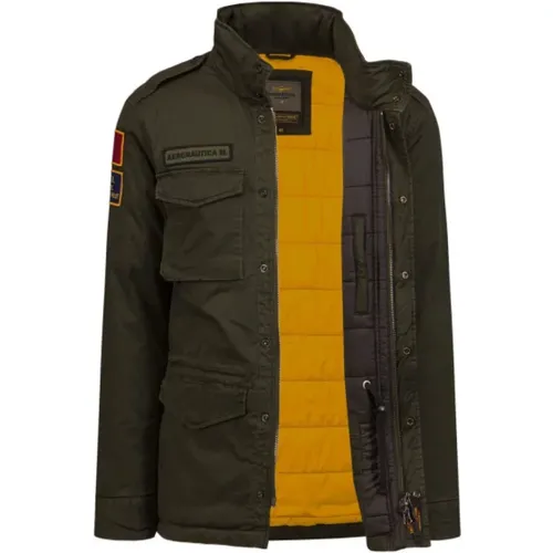 Quilted Jacket with Hidden Hood , male, Sizes: M - aeronautica militare - Modalova