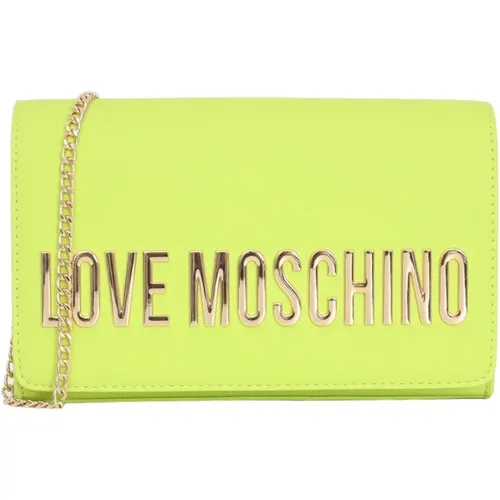 Grüne Lime Smart Daily Maxi Tasche mit Goldener Metallkette,Limettengrüne Umhängetasche Metall-Details - Love Moschino - Modalova