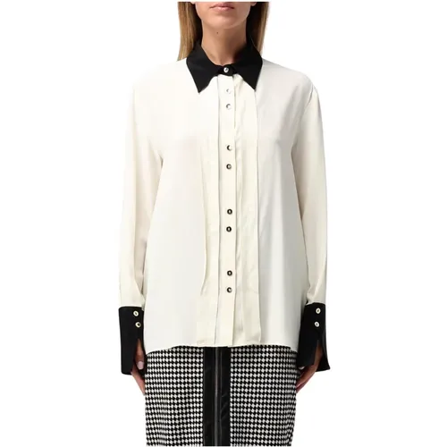 Silk Acetate Shirt with Collar and Cuffs Contrast , female, Sizes: M, S - Simona Corsellini - Modalova