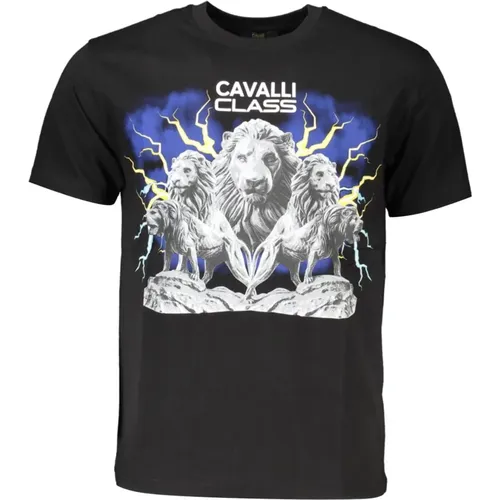 Herren Logo Print T-Shirt , Herren, Größe: S - Cavalli Class - Modalova