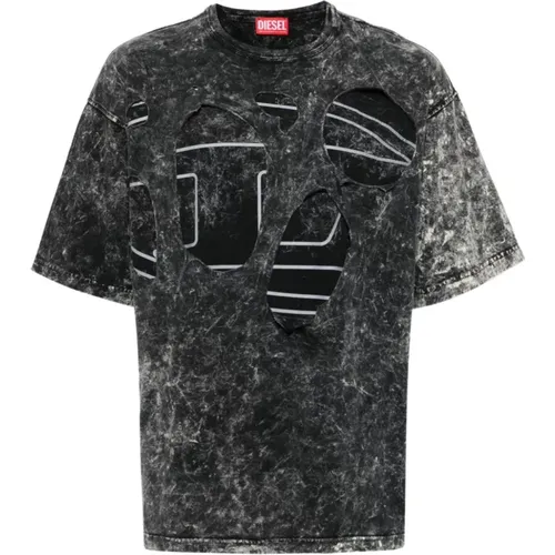 Mens Clothing T-Shirts Polos Black Ss24 , male, Sizes: L, M - Diesel - Modalova