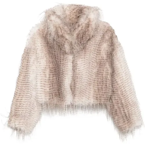 Faux-Fur Klassischer Kragen Mantel , Damen, Größe: XS - Blugirl - Modalova