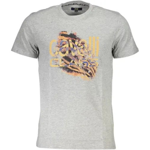 Grey Cotton Print Logo T-Shirt , male, Sizes: M, 2XL, L, XL - Cavalli Class - Modalova