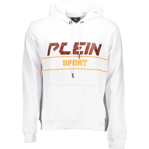 Weiße Kapuzen-Sweatshirt mit Druck - Plein Sport - Modalova