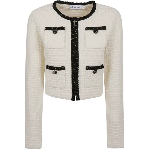 Women's Clothing Sweaters White Ss24 , female, Sizes: M, L - Self Portrait - Modalova