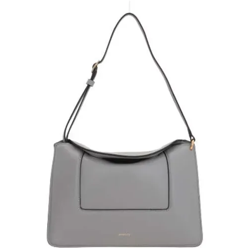 Grey Leather Shoulder Bag with Gold Hardware , female, Sizes: ONE SIZE - Wandler - Modalova