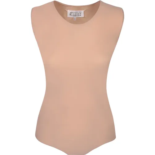 Sleeveless Bodysuit with Four Stitches Logo , female, Sizes: XS, 2XS, S - Maison Margiela - Modalova