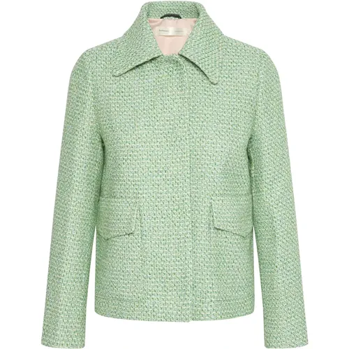 Grüne Tweedjacke mit Spitzer Kragen und Versteckter Knopfleiste , Damen, Größe: XL - InWear - Modalova