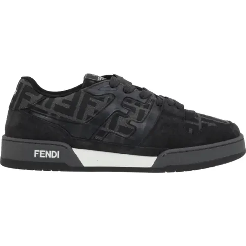 Black FF Fabric Low-Top Sneakers , male, Sizes: 6 UK - Fendi - Modalova