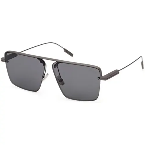 Grey Smoke Sunglasses Ez0245 Model , unisex, Sizes: 61 MM - Ermenegildo Zegna - Modalova