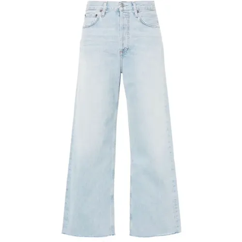 Hellblaue Denim Whiskering Jeans , Damen, Größe: W25 - Agolde - Modalova