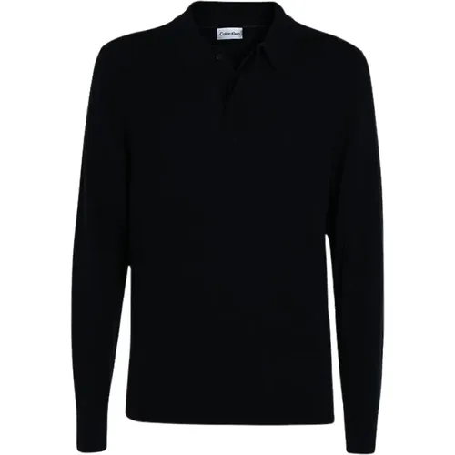 Merino Wool Long Sleeve Polo , male, Sizes: 2XL, L, XL, M - Calvin Klein - Modalova