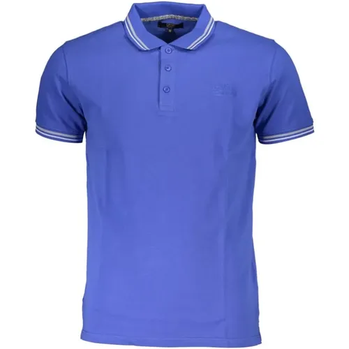 Blau Baumwoll Polo Shirt Bestickt Logo , Herren, Größe: L - Cavalli Class - Modalova