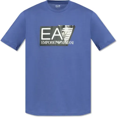 T-Shirt mit Logo , Herren, Größe: L - Emporio Armani EA7 - Modalova