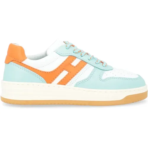 H630 White, , and Orange Leather Sneaker , female, Sizes: 4 1/2 UK, 3 UK, 6 1/2 UK, 7 UK - Hogan - Modalova