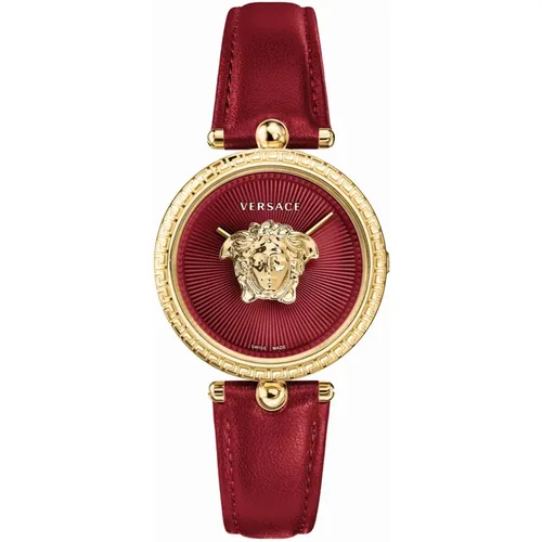 Palazzo Empire Leather Gold Watch , female, Sizes: ONE SIZE - Versace - Modalova