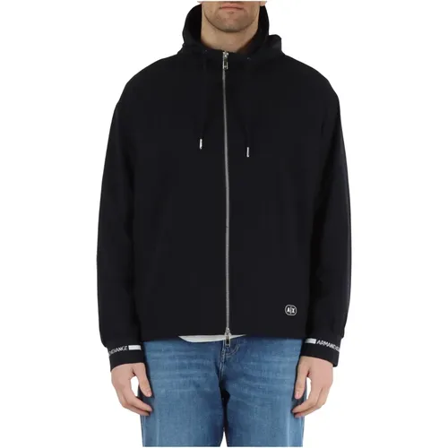 Kapuzenjacke mit Logo-Patch , Herren, Größe: S - Armani Exchange - Modalova