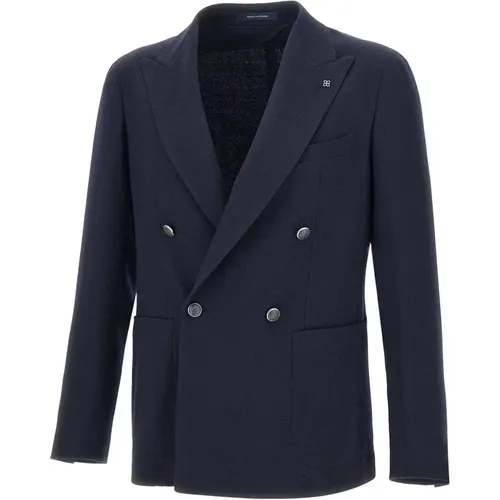 Navy Wool Blazer Jacket , male, Sizes: L, M, 2XL - Tagliatore - Modalova