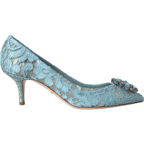 Taormina Lace Crystal Heel Pumps , female, Sizes: 5 1/2 UK - Dolce & Gabbana - Modalova