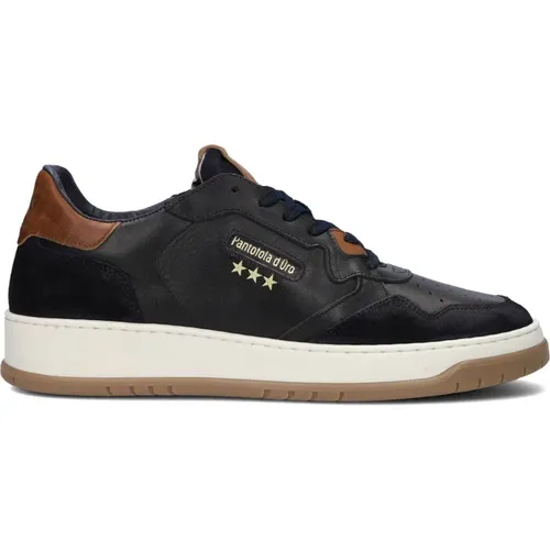 Blaue Leder Low Top Sneakers , Herren, Größe: 43 EU - Pantofola D'Oro - Modalova