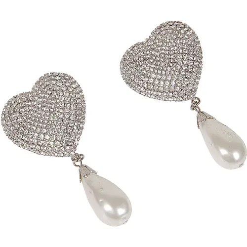 Herzförmige Kristall-Ohrringe,Herzohrring und Perlenanhänger Set,Herzförmige Messingohrringe mit Kristallen und synthetischen Perlen - Alessandra Rich - Modalova