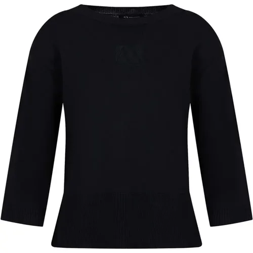 Schwarzer Viskose Pullover für Damen , Damen, Größe: M - Armani Exchange - Modalova