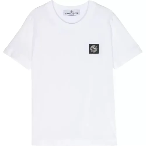 Weiße Baumwoll-T-Shirt mit Compass Rose Patch - Stone Island - Modalova