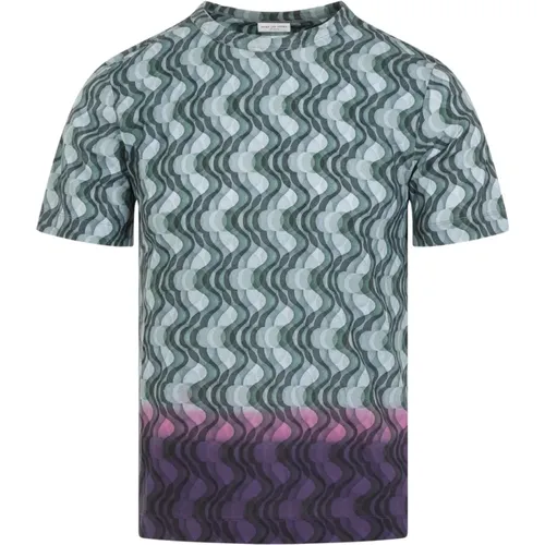 Green Geometric Pattern T-Shirt , male, Sizes: L - Dries Van Noten - Modalova