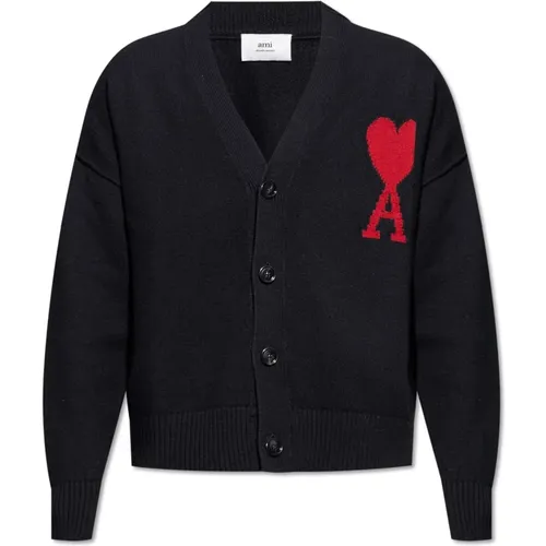 Cardigan mit Logo , Herren, Größe: 2XL - Ami Paris - Modalova