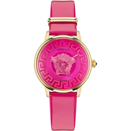 Alchemy Pink Gold Leather Watch , female, Sizes: ONE SIZE - Versace - Modalova