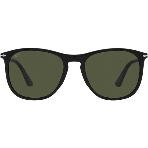Klassische schwarze Sonnenbrille mit grünen Gläsern - Persol - Modalova