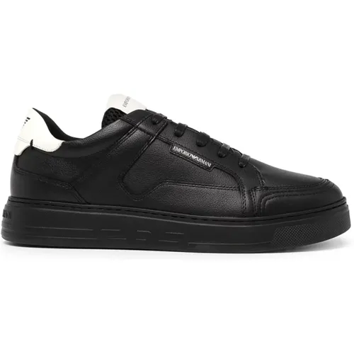 Leather Panelled Sneakers , male, Sizes: 9 UK - Emporio Armani - Modalova