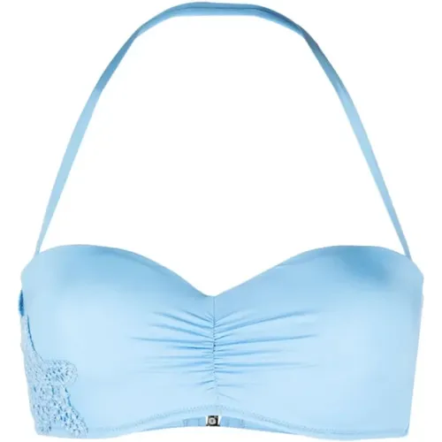 Blaues Gerafftes Bandeau Bikini-Oberteil , Damen, Größe: M - Ermanno Scervino - Modalova