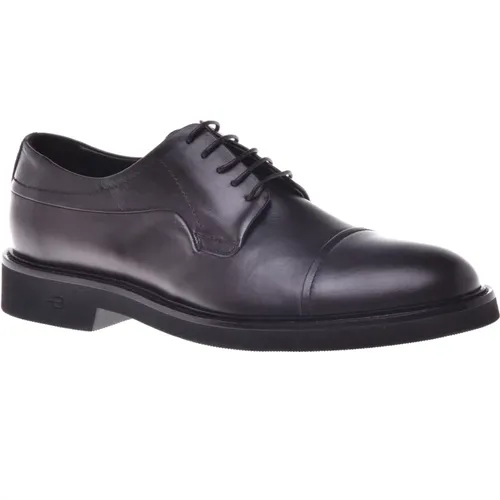 Dark calf leather lace-up shoe , male, Sizes: 6 UK - Baldinini - Modalova