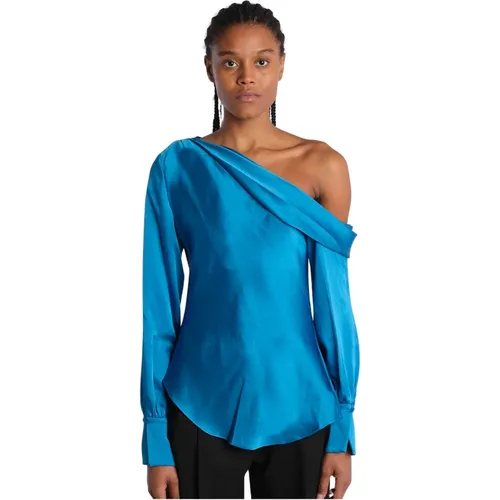 Turquoise One Shoulder Shirt , female, Sizes: XS - Simkhai - Modalova