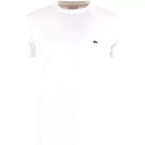 Weißes T-Shirt mit gesticktem Logo , Herren, Größe: S - Lacoste - Modalova