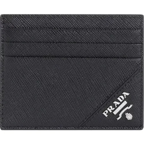 Leather Card Holder Wallet , male, Sizes: ONE SIZE - Prada - Modalova