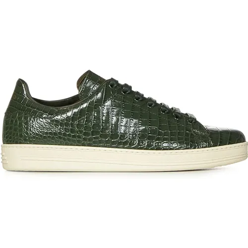 Crocodile-Print Sneakers , male, Sizes: 9 UK, 6 UK, 8 UK - Tom Ford - Modalova